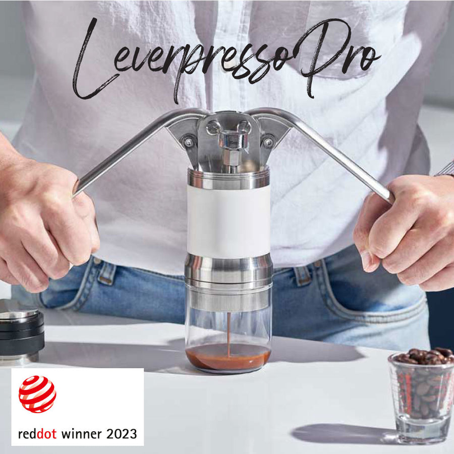 The Leverpresso Pro is an elegant, but more precise version with clean and classic esthetics.  The addition of the mini pressure gauge allows adjusting the pressure during the extraction more precisely.